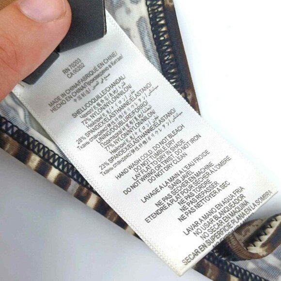 BCBG MaxAzria Bikini Top Womens Sz S Brown Boho Geo Minimal Gold Y2K Island Girl - Picture 11 of 12